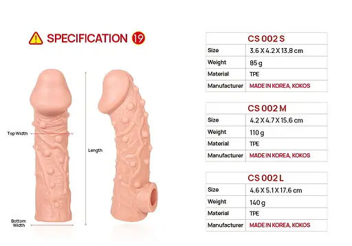 Насадка на пенис Kokos Cock Sleeve CS 002 M 15.6 см телесный - фото 4