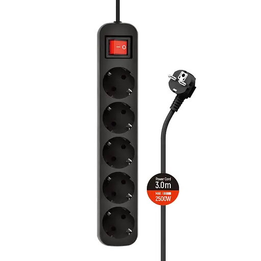 Мережевий фільтр-подовжувач ColorWay CW-PSEA53BK 5 розеток 3 м Black - фото 2