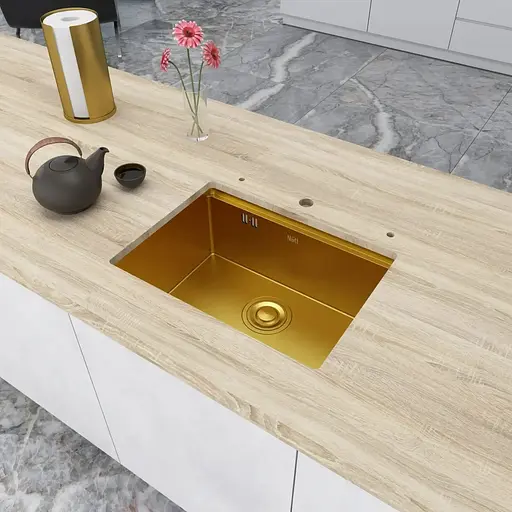 Золота мийка Nett NG-5742 під стільницю з нержавійки кухонна станція - фото 4