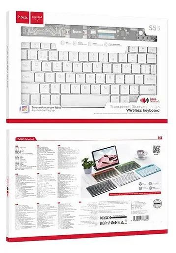 Клавиатура беспроводная HOCO S55 Transparent Discovery edition wireless BT keyboard Space White - фото 3