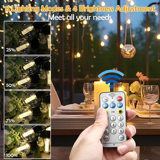 Солнечные огни ChicDwell на открытом воздухе, 15M/49Ft с 31 светодиодной лампой, USB и солнечные гирлянды - фото 6