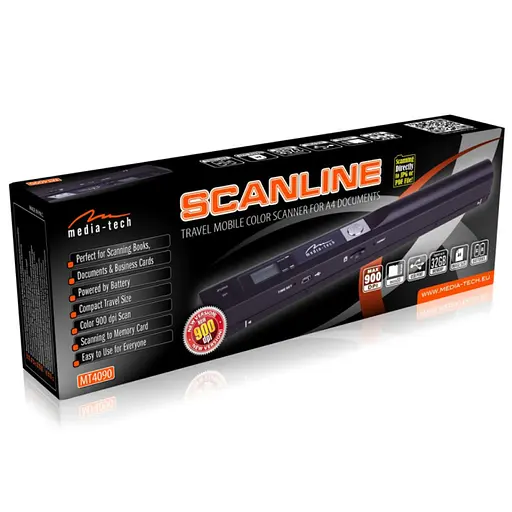 Сканер A4 Media-Tech ScanLine MT4090, 900 dpi, USB, Micro SD, портативный, 2 бат-ки АА, OCR черный - фото 7