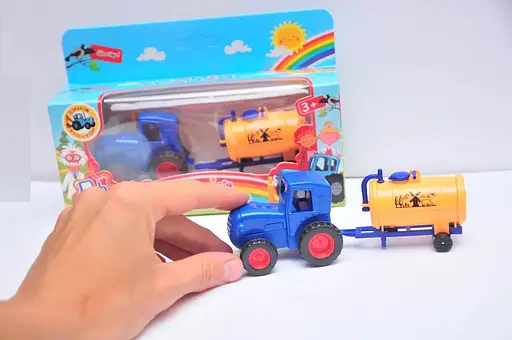 Дитячий іграшковий металопластиковий трактор з причепом-цистерною Синій трактор Синій/Жовтий - фото 4