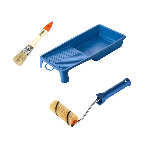 Валик "Премиум" 100х15 мм с ручкой, ванночка и кисточка "Стандарт" Polax (770-259) - фото 1