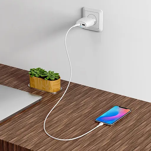 Зарядный комплект Hoco C78A Max energy 2 юсб порта набор с кабелем Lightning - фото 4