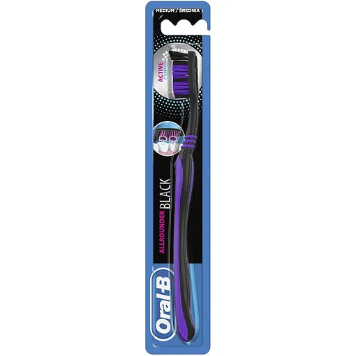 Зубная щетка Oral-B Black всесторонняя чистка Medium средняя черная с фиолетовым 1 шт. - фото 1