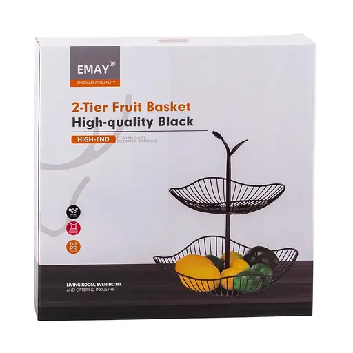 Фруктовница Elisey Деликатес металлическая двухъярусная черная 28x36.5 см (9203-023) - фото 4