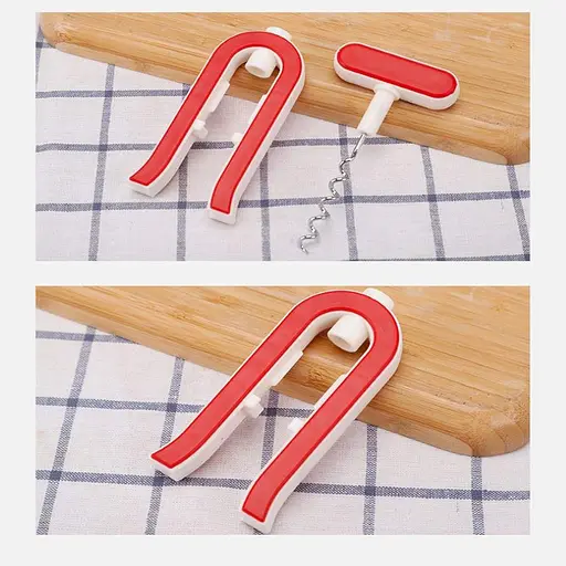 Штопор гвинтовий пластиковий у чохлі для пляшок 14.5 см, Kitchen Master Червоний 85719 - фото 7