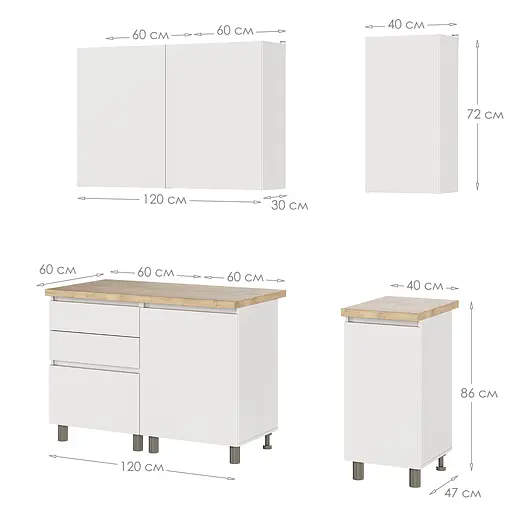 Кухня модульная MebelStar Нео 1,6 м Аляска белый (MBS-1803) - фото 5