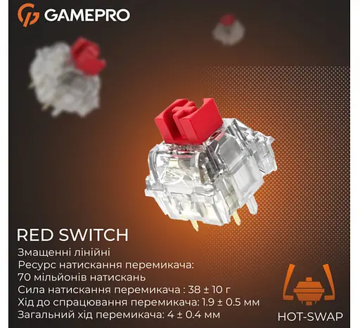 Клавиатура игровая механическая GamePro GPMK-126 Genesis Silver light USB Red Swich Hot-Swap N-KRO Grey - фото 5