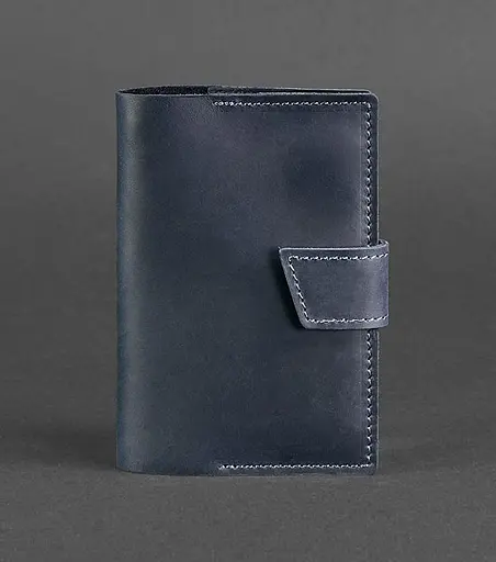 Шкіряна обкладинка для паспорта 4.0 синя - фото 1
