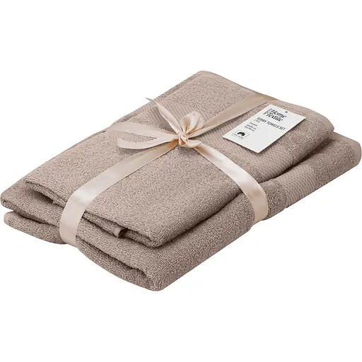Набір рушників махрових Ardesto Essence 50х90 см 70х140 см 2 шт. 100% бавовна бежевий (ART2358BE)  - фото 1