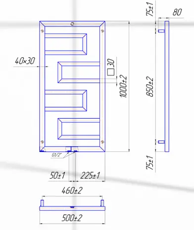 Водяной полотенцесушитель Mario Талия 1000x500/50, Хром - фото 2