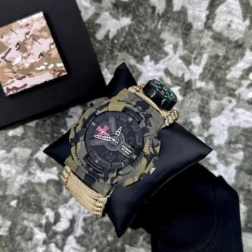 Наручные часы мужские 005CMGRSU ЗСУ Зеленый камуфляж Паракордный ремешок Khaki + Коробка. Patriot acs0031043 - фото 2