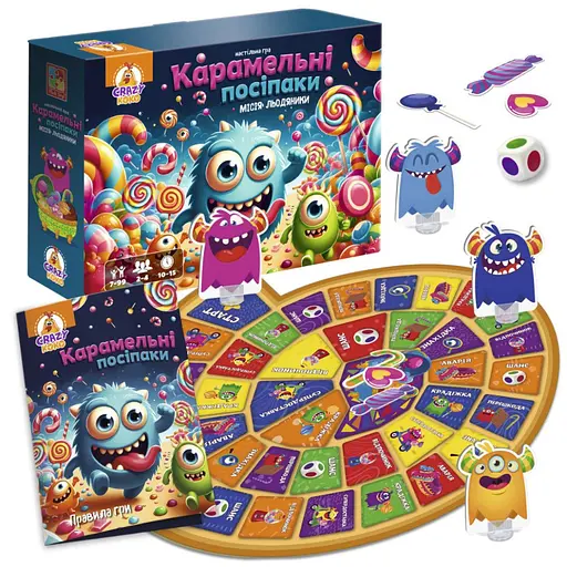 Настільна гра-бродилка "Карамельні посіпаки" Vladi Toys VT8055-45, 4 фігурки монстриків - фото 2