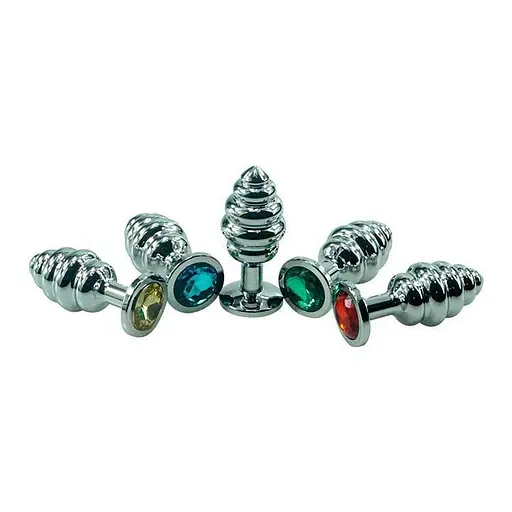 Анальна пробка фігурна сталева Спіраль 7,2 см металева з кристалом - фото 3