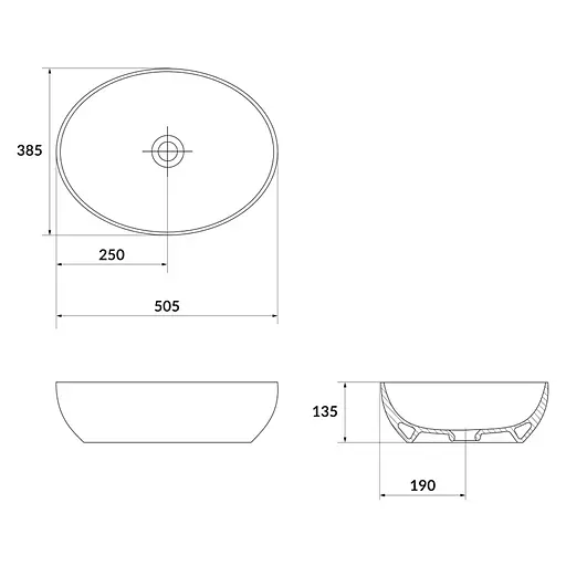 Умивальник на стільницю Cersanit Larga еліпс 50x38 білий EW K677-002 - фото 3