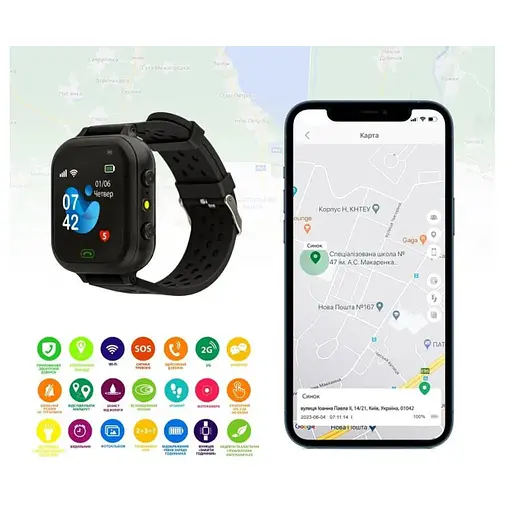 Smart Watch AmiGo GO009 Camera+Led Black UA UCRF - фото 6