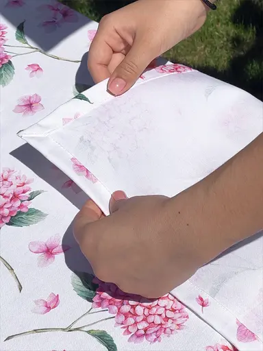 Водовідштовхувальна Скатертина з 3D принтом Гортензія 400х180 см Рожева - фото 10