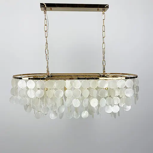 Удлиненная золотая люстра ATHELIA с перламутровыми пластинами | Ст. 1537-800*300 GD Line F - фото 6