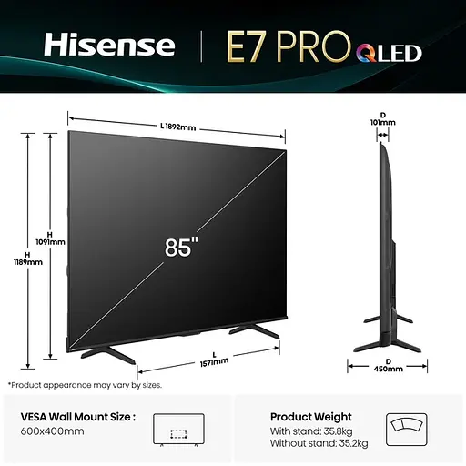 LED-телевізор Hisense 85E7Q PRO - фото 3