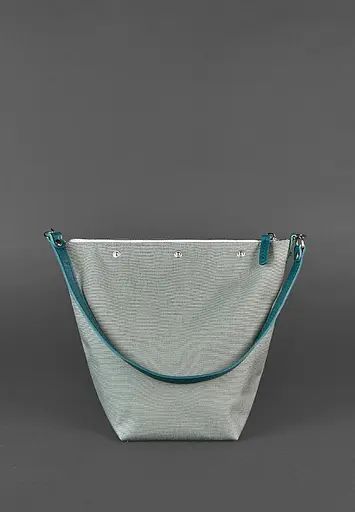 Шкіряна плетена жіноча сумка Пазл M зелена Krast - фото 4