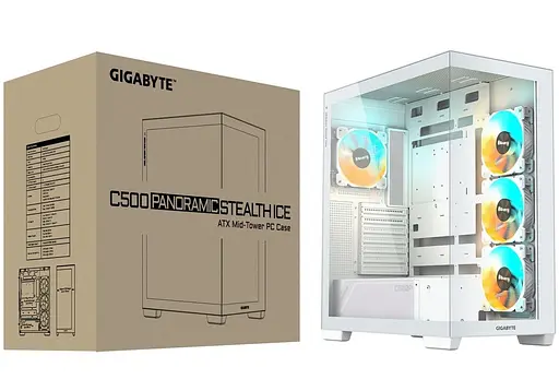 Корпус Gigabyte C500 Panoramic Stealth из закаленного стекла BTF, белый (GB-C500PI ST WHITE) без блока питания - фото 8