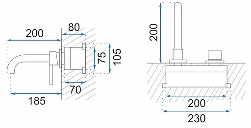 Смеситель для умывальника Rea Lungo Long brushed copper + BOX скрытого монтажа REA-B4601 Теплый закат - фото 4
