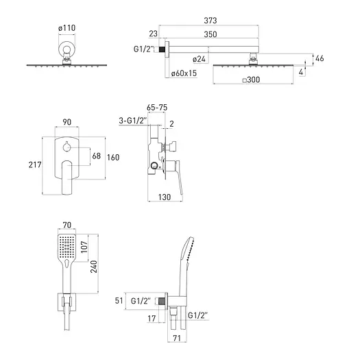 Душова система прихованого монтажу Volle Solo SET20220111 - фото 2
