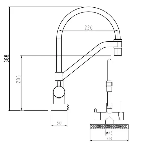 Смеситель для кухни с водопадом гибкий излив Gungray Gappo G4098-9 Графитовый хром - фото 7