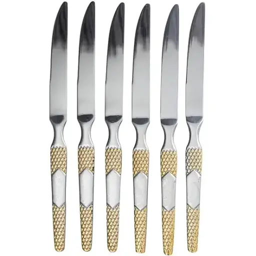 Набор столовых ножей Yiwu 6 штук из нержавеющей стали, Серебристый с золотом HP-20-36