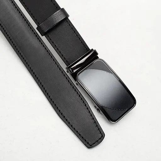 Ремень кожаный мужской черный на автомате SF-3418 (130 см) - фото 3