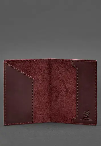 Кожаная обложка для паспорта с австрийским гербом бордовая Crazy Horse - фото 4