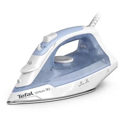 Tefal Утюг Virtuo 30, 2000Вт, 240мл, паровой удар -120гр, постоянный пар - 27гр, керам. подошва, бело-голубой - фото 1
