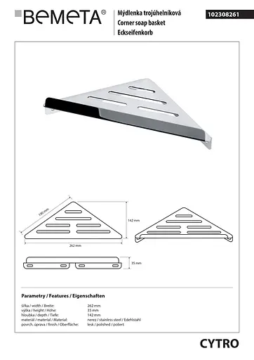 Mильниця Bemeta Cytro кутова 102308261, Хром - фото 2