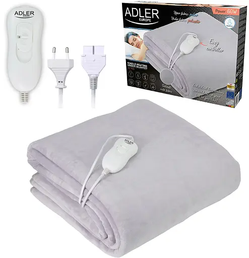 Електропростирадло Adler AD 7425 односпальне/ 60 Вт/ 150x80/ 4 рівні нагріву/ бузковий - фото 5