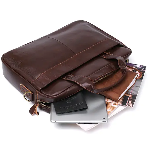 Деловая кожаная сумка для ноутбука мужская Vintage 40х27х7 см sum0020154 - фото 6