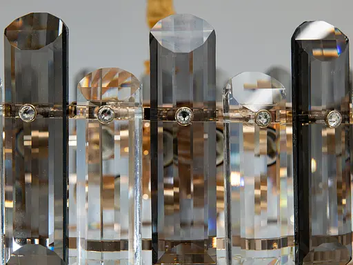 Вишукана підвісна кришталева люстра на 11 ламп, золото - фото 4