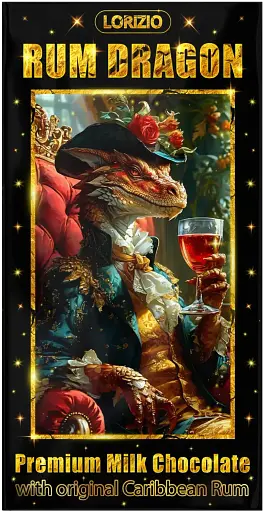 Шоколад молочний Lorizio з родзинками та ромом "RUM DRAGON" 100 г - фото 1