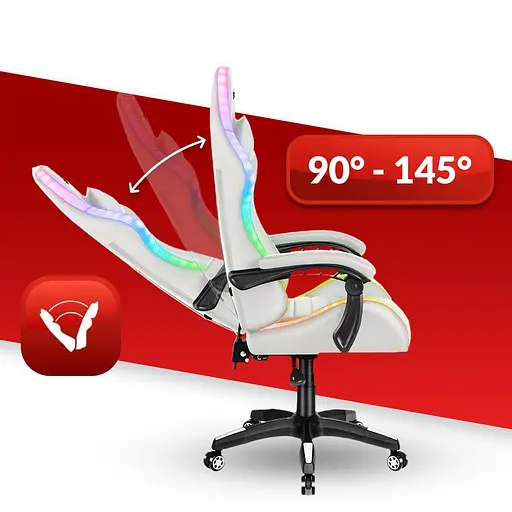Компьютерное кресло Hell's HC-1003 LED RGB White - фото 7
