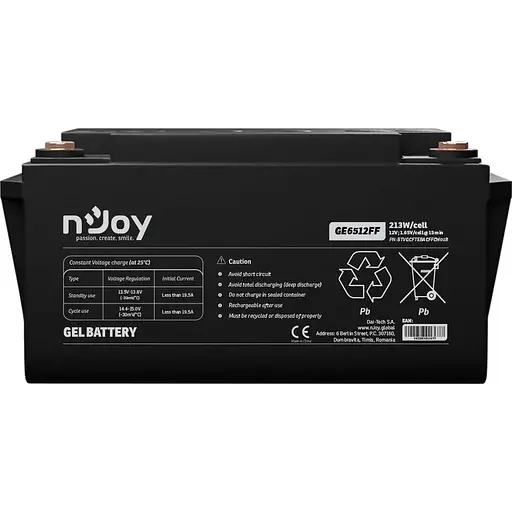 Акумуляторна батарея nJoy 12 V 65 Ah GEL (гелева) клеми T6 - фото 1