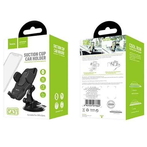 Холдер Hoco CA31 cool run suction cup car holder Черный - фото 3