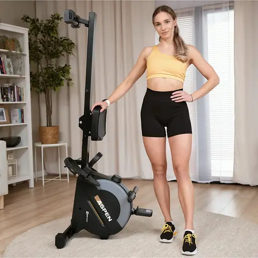 Гребной тренажер Hop-Sport HS-080R Aspen магнитный черно-золотистый - фото 5