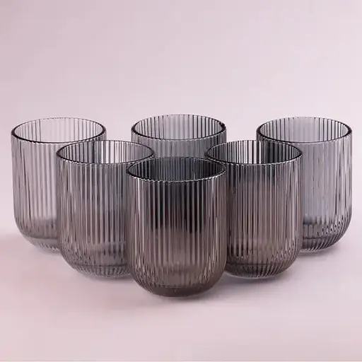 Набір склянок для напоїв Yiwu із товстого скла сірий 6 шт. 250 мл HP-19-7112G - фото 2