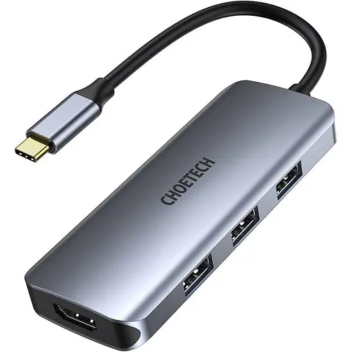 USB-хаб Choetech HUB-M19-GY, USB Type-C 7-в-1 (HUB-M19-GY) - фото 1