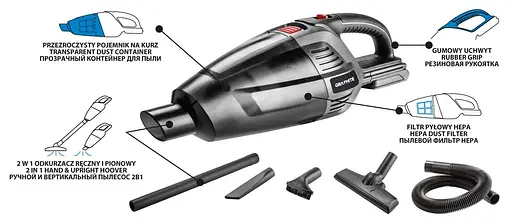 Пылесос аккумуляторный Graphite Energy+ 18В 34Вт 3.8 кПа контейнер 0.5 л HEPA 1.37 кг без АКБ и ЗП - фото 2