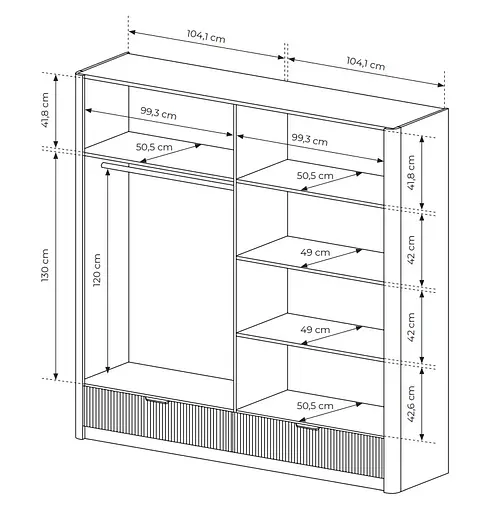 Шкаф для одежды Perfect Home Ланте/Lante 4-дверный с зеркалом и золотыми ручками 4D2S/213 Беж (PFH-091124) - фото 3