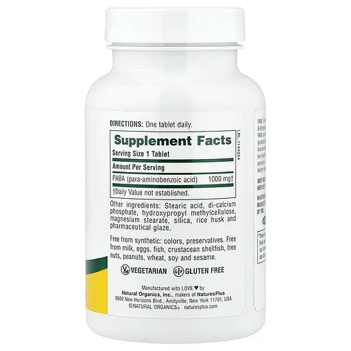 Пара-аминобензойная кислота Natures Plus PABA 1000 mg Sustained Release, 60 таблеток - фото 2