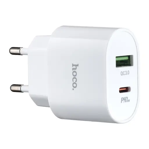Сетевые зарядные устройства Hoco C95A Lineal PD20W + QC3.0 charger ( EU ) Белый - фото 1