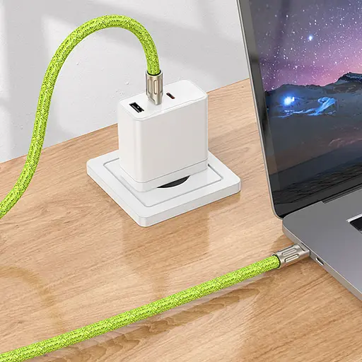 Дата кабель-шнурок Hoco GH7 Elegant Type-C to Type-C (1.8m) Fluorescent Green - фото 4